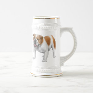 Freundliche englische Bulldogge Stein Bierglas
