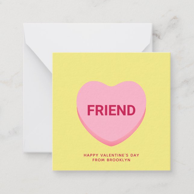 Freundliche gelbe Konversation Herz Valentinstag Mitteilungskarte (Vorderseite)