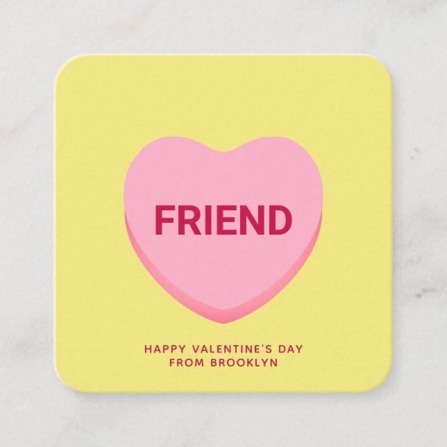 Freundliche gelbe Konversation Herzstück Valentine Begleitkarte (Vorderseite)