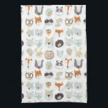 Freundliche Gesichter | Süße Tier Portraits Geschirrtuch<br><div class="desc">Dieses Aquarellbild zeigt süße Tiere | Bis Juni Erica Vess</div>