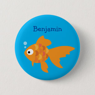 Freundliche Goldfisch-Illustration Button