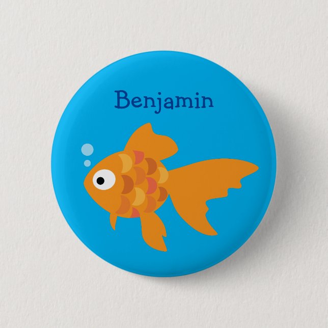 Freundliche Goldfisch-Illustration Button (Vorderseite)