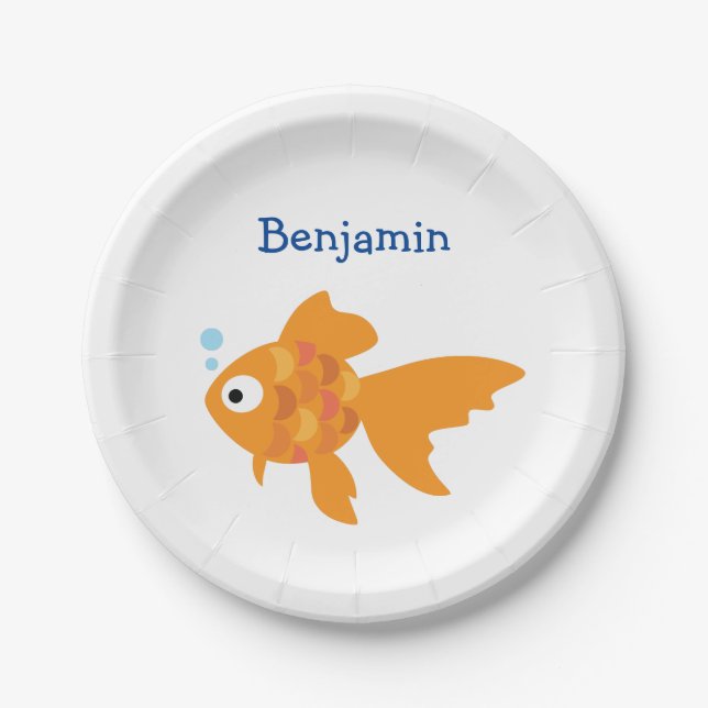 Freundliche Goldfisch-Illustration Pappteller (Vorderseite)
