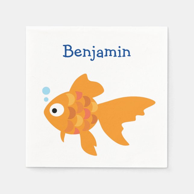 Freundliche Goldfisch-Illustration Serviette (Vorderseite)