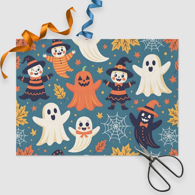 Freundliche Halloween-Geister & Hexen Herbstleaves Seidenpapier (Von Creator hochgeladen)
