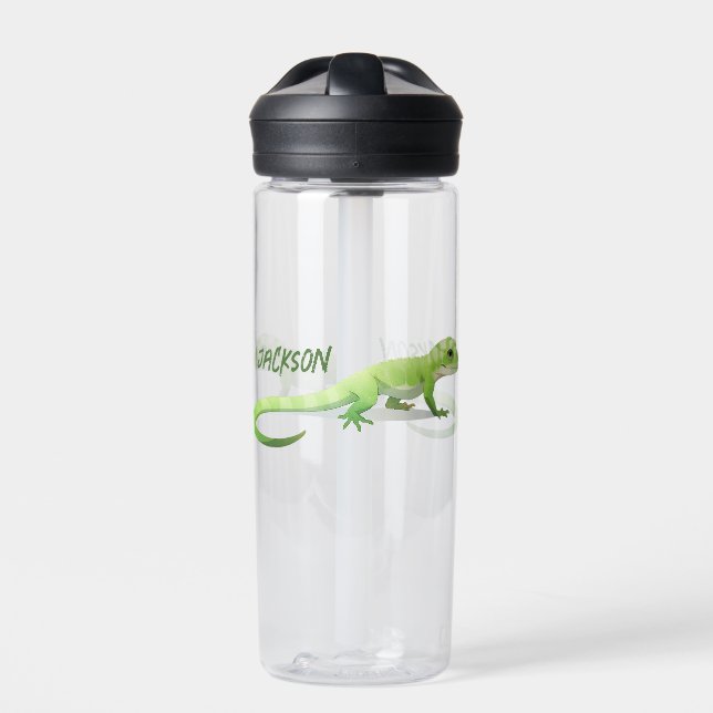 Freundliche Lizard mit Ihrem Namen Trinkflasche (Vorderseite)