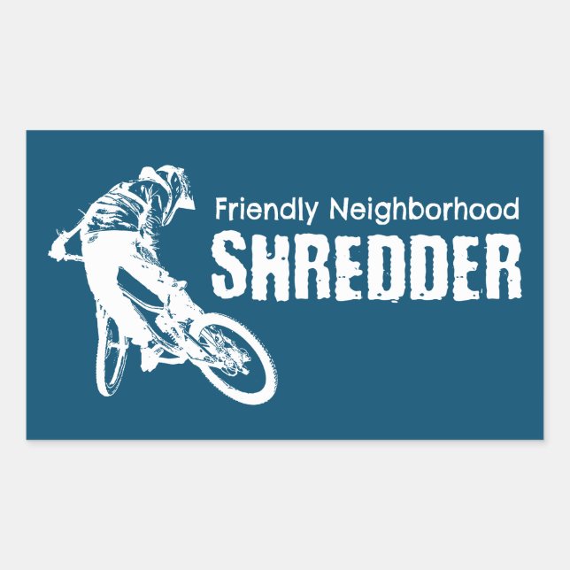 Freundliche Nachbarschaft Shredder Mountain Biking Rechteckiger Aufkleber (Vorderseite)