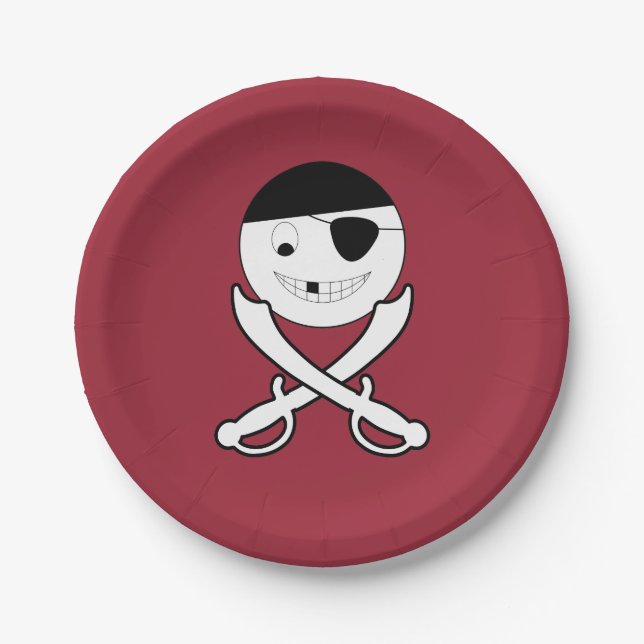 Freundliche Piratenflagge Pappteller (Vorderseite)