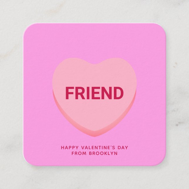 Freundliche rosa Konversation Herzkarte Valentinst Begleitkarte (Vorderseite)