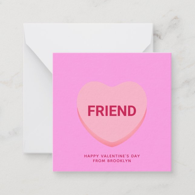 Freundliche rosa Konversation Herzstück Valentinst Mitteilungskarte (Vorderseite)
