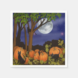 Freundliche Schwarze Katzen in Kürbispatch Hallowe Serviette