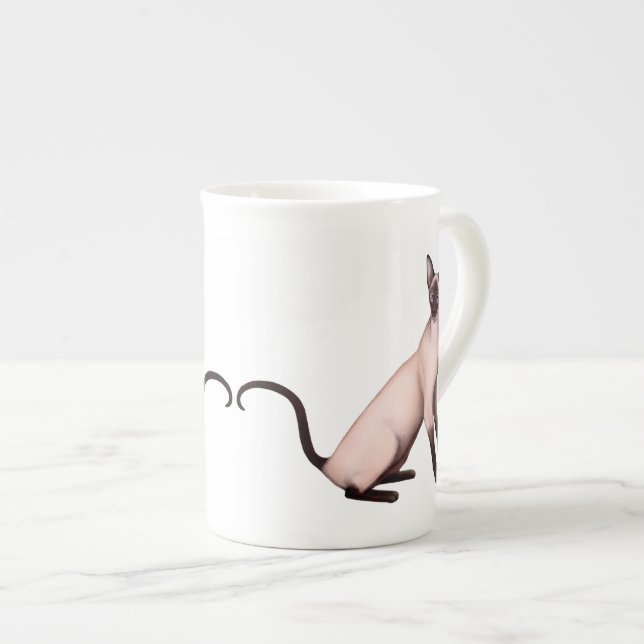 Freundliche siamesische Katzen-Knochen-China-Tasse Prozellantasse (Vorderseite Rechts)
