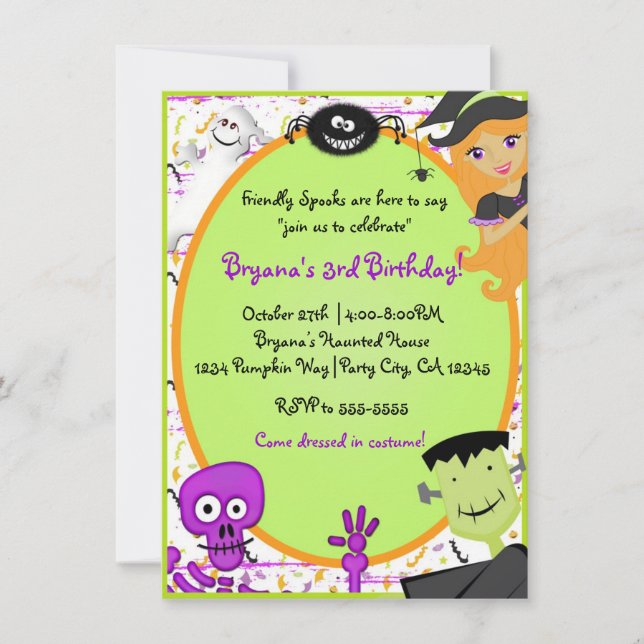 Freundliche Spooks Kids Halloween-Party Einladung (Vorderseite)