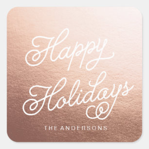 FREUNDLICHE URLAUB ROSE GOLD Weihnachtsaufkleber Quadratischer Aufkleber