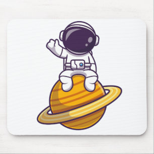 Freundlicher Astronaut, der vom Planeten abwindet Mousepad