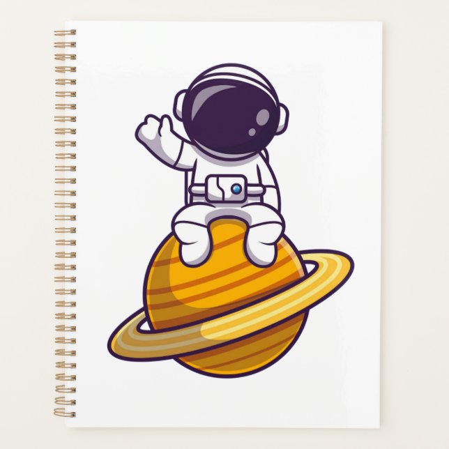 Freundlicher Astronaut, der vom Planeten abwindet Planer (Vorderseite)