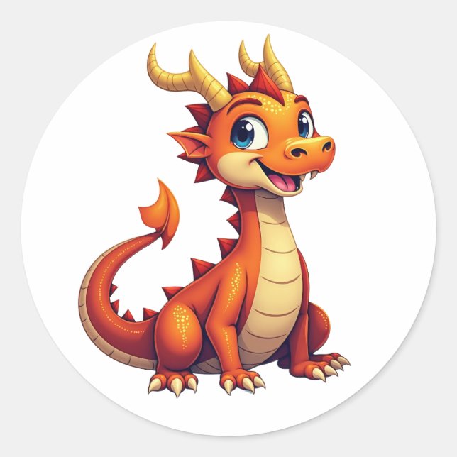 Freundlicher Drachen-Charakter-Aufkleber  Runder Aufkleber (Vorderseite)