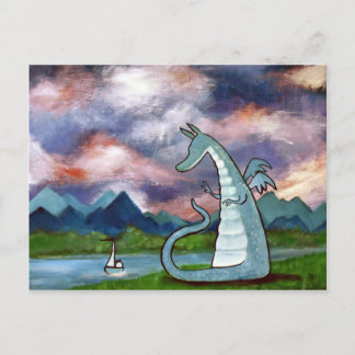 Freundlicher Dragon Art Postcard Niedlich Whimsica Postkarte