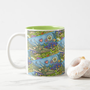 FREUNDLICHER EASTER DRAGON AUF BUNNY TRAIL Niedlic Zweifarbige Tasse