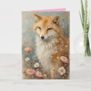 Freundlicher Fuchs unter den Blumen Karte