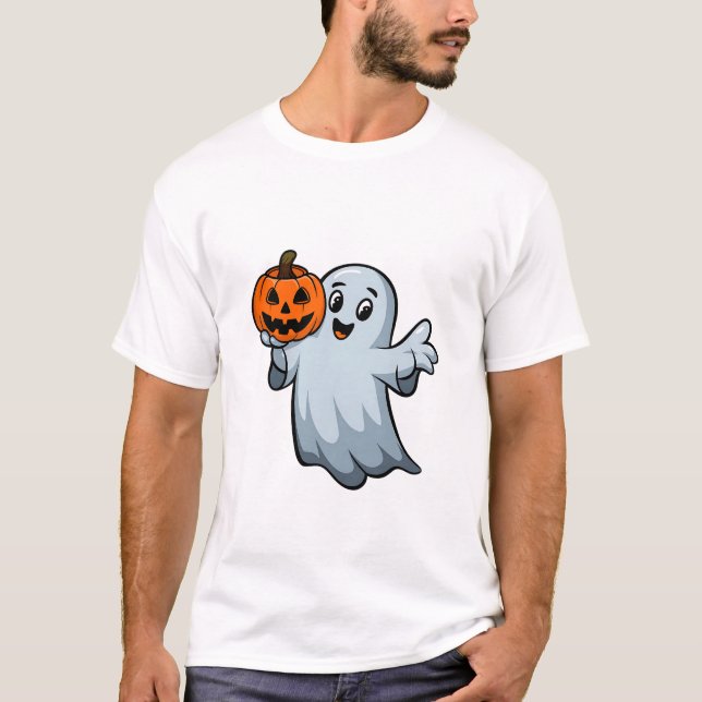 Freundlicher Geist mit Pumpkin Lantern T-Shirt (Vorderseite)