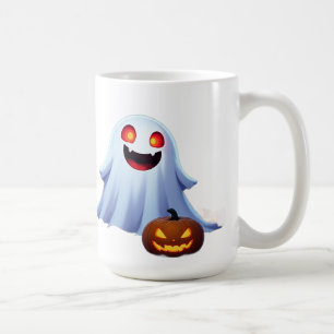 Freundlicher Geist unter Jack O Lanterns Halloween Kaffeetasse