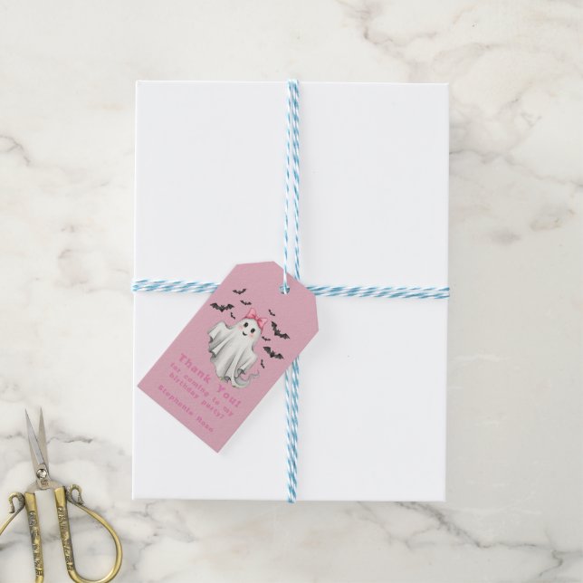 Freundlicher Girl Ghost mit Fledermäusen Geschenkanhänger (Mit Garn)