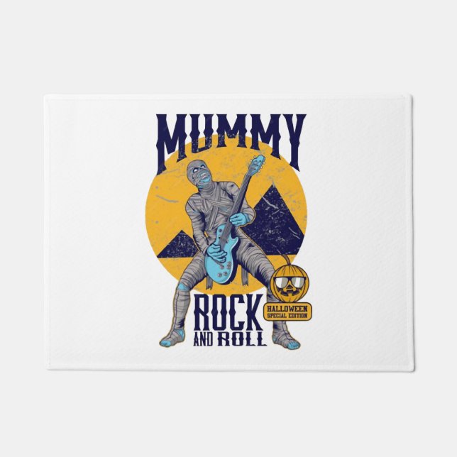 Freundlicher Halloween Mummy Rock and Roll Monster Fußmatte (Vorderseite)