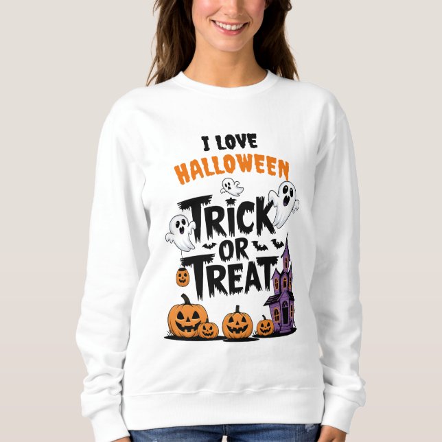 Freundlicher Halloween-Spaß mit Gespenstern und Kü Sweatshirt (Vorderseite)