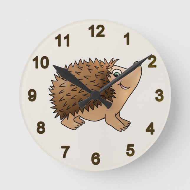 freundlicher Igel Runde Wanduhr (Vorderseite)