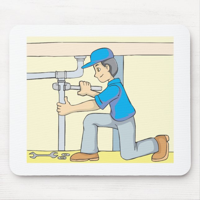 Freundlicher Klempner-Cartoon Mousepad (Vorne)