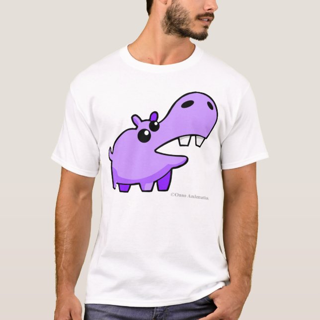 Freundlicher lila Cartoon-glückliche T-Shirt (Vorderseite)