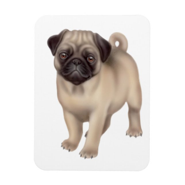Freundlicher Mops Hunde Premium Magnet (Vertikal)