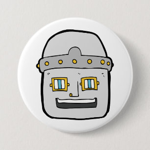 Freundlicher silberner Roboter-Kopf Button