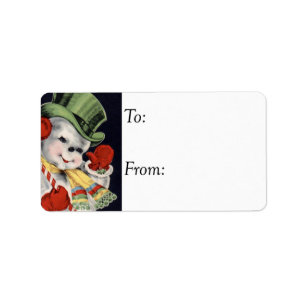 Freundlicher Snowman-Vintager Geschenk-Umbau Adressaufkleber