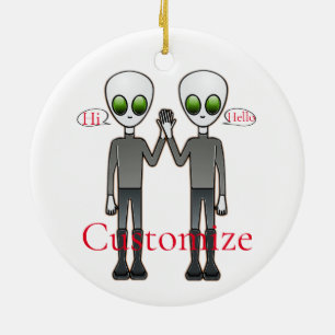 Freundlicher winkender Alien Thunder_Cove Keramik Ornament