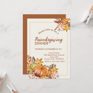 Freundliches Abendessen Erntedank Herbstkürbis Einladung