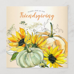 Freundliches Abendessen Sonnenblume Blume w. Pumpk Einladung