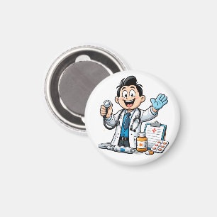 Freundliches Arzt-Maskottchen Medizinisches Cartoo Magnet