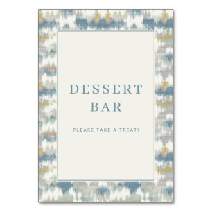 Freundliches blaues abstraktes Dessertbar-Schild Tischnummer