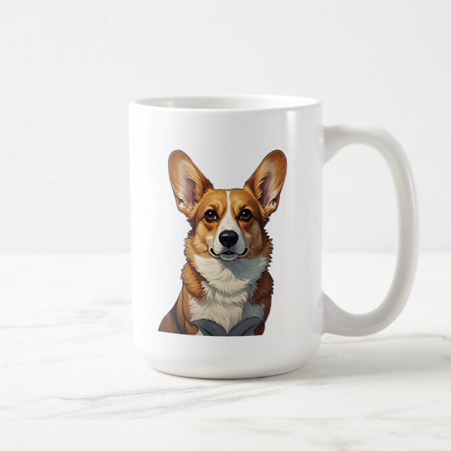 Freundliches Corgi-Porträt Kaffeetasse (Rechts)