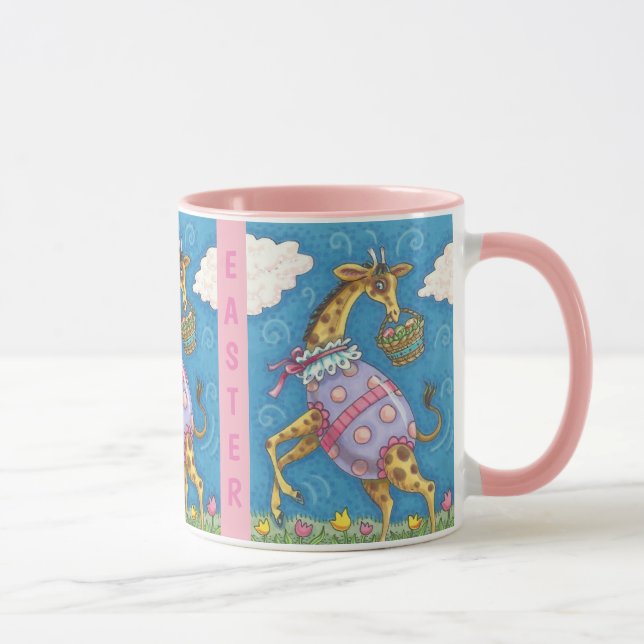 FREUNDLICHES EASTER GIRAFFE & TULIPS URLAUB TASSE  (Rechts)
