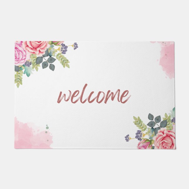 FREUNDLICHES FLORALPINK FUßMATTE (Vorderseite)
