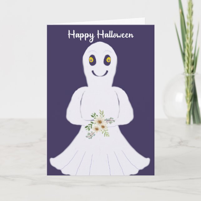 Freundliches Ghost Halloween für Kinder Karte (Vorderseite)
