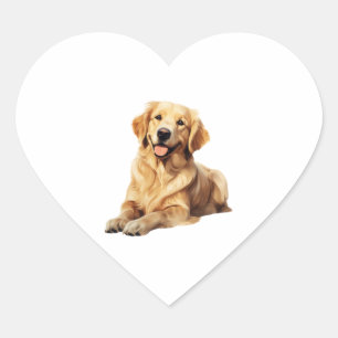 Freundliches Golden Retriever Smile - Loyal Dog Po Herz-Aufkleber