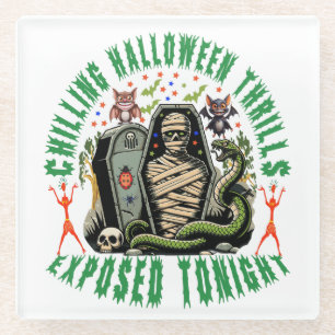 Freundliches Halloween Mummy Art für festliche Dek Glasuntersetzer