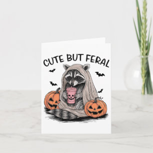 Freundliches Halloween-Raccoon mit Pumpkins-Fleder Karte