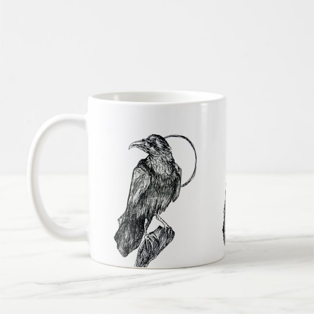 Freundliches Krähenposter Kaffeetasse (Links)