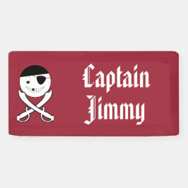 Freundliches Lächeln Pirate mit Crossed Schwerter Banner