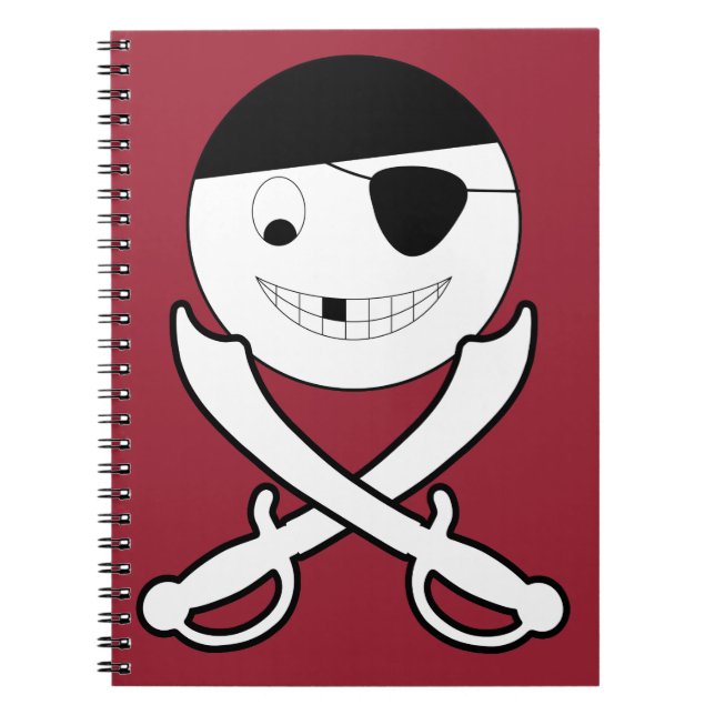Freundliches Lächeln Pirate mit Crossed Schwerter  Notizblock (Vorderseite)
